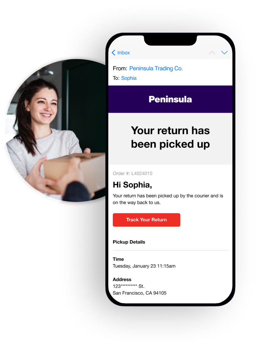 Narvar Home Pickup Email Confirmation